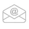 Icono gris de un sobre abierto con el símbolo "@" en su interior, que representa el correo electrónico o la mensajería electrónica.