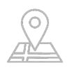 Simple icono gris de un mapa con un gran marcador de ubicación situado en la parte superior, que sugiere la navegación o la búsqueda de un lugar específico.